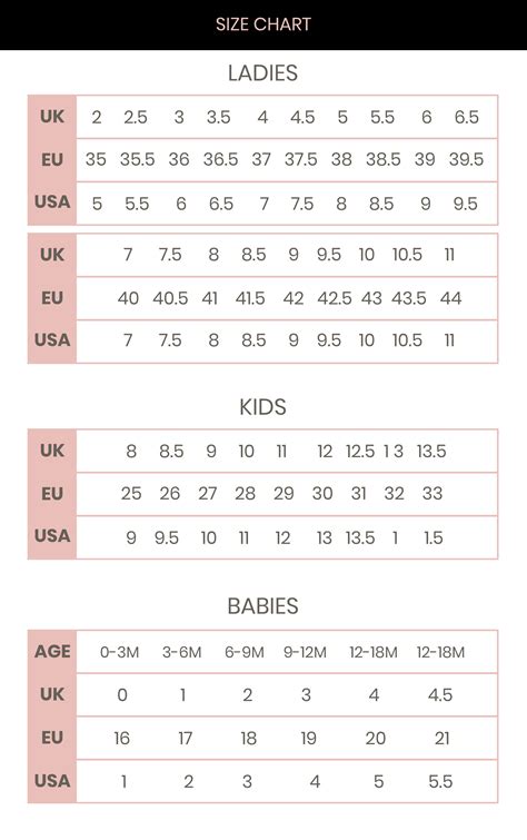 designer shoes size chart|shoe size chart uk us.